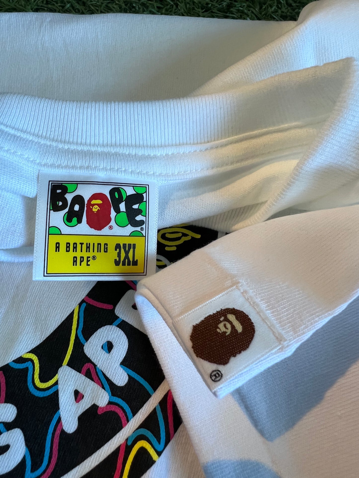 BAPE Baby Milo Neon Circle Logo White Tee (Size 3XL)