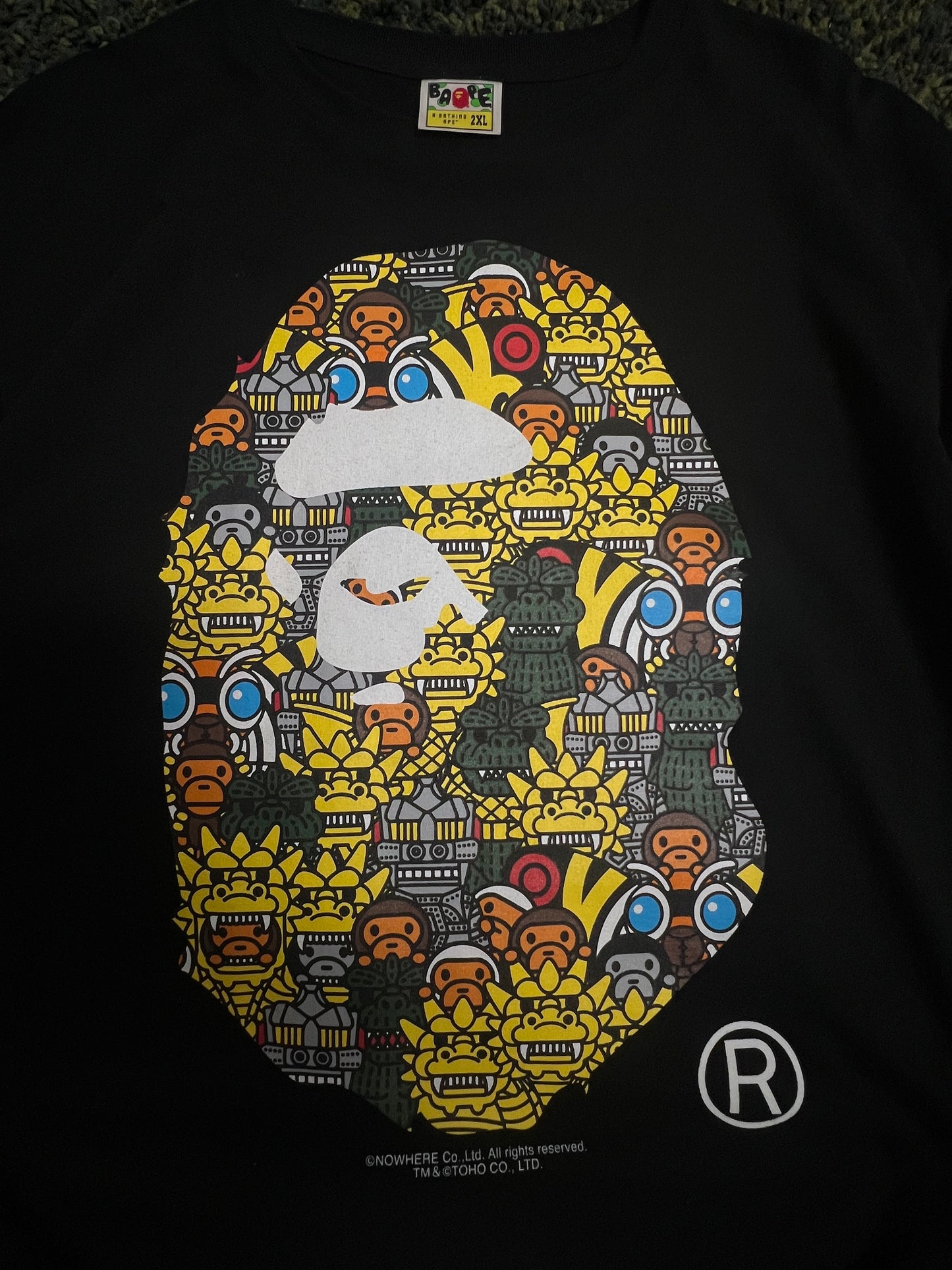 BAPE GODZILLA Ape Head Tee “Black/Multicolor” – Size 2XL