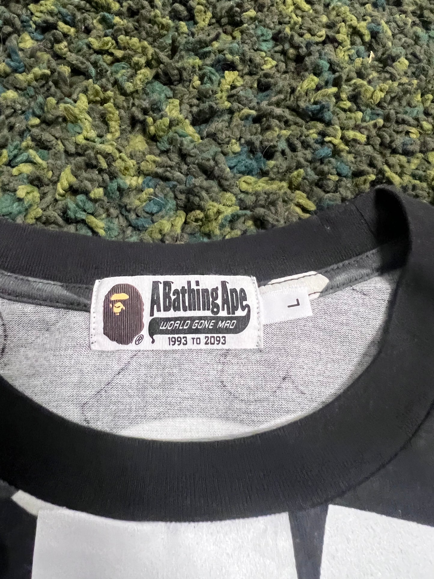 BAPE 1st Camo College Tee “Black/Grey” – Size Large