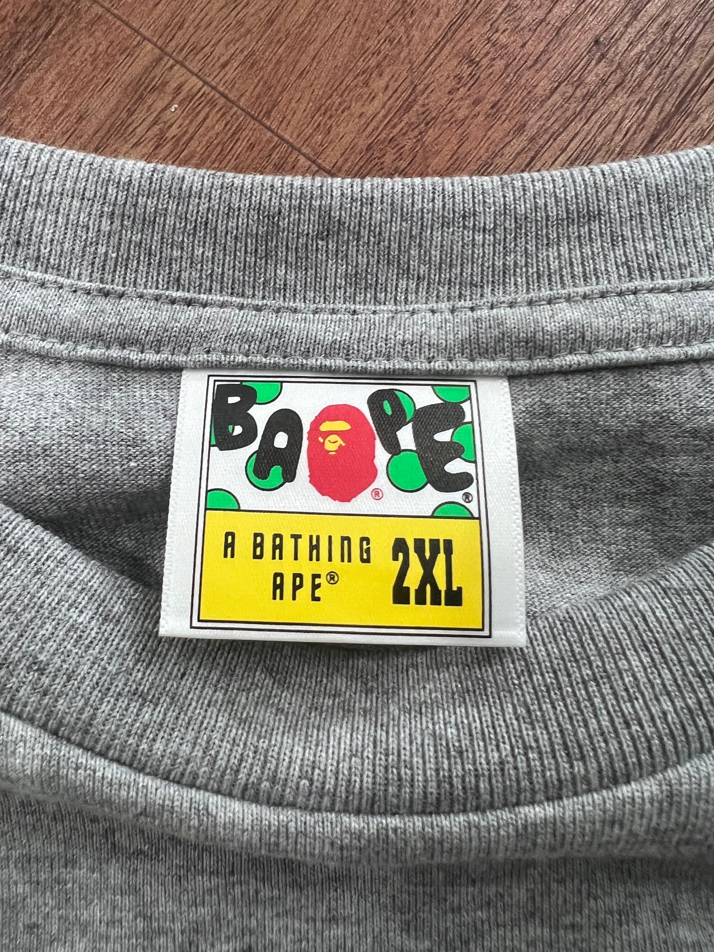 BAPE Grey College Logo Tee Size 2XL