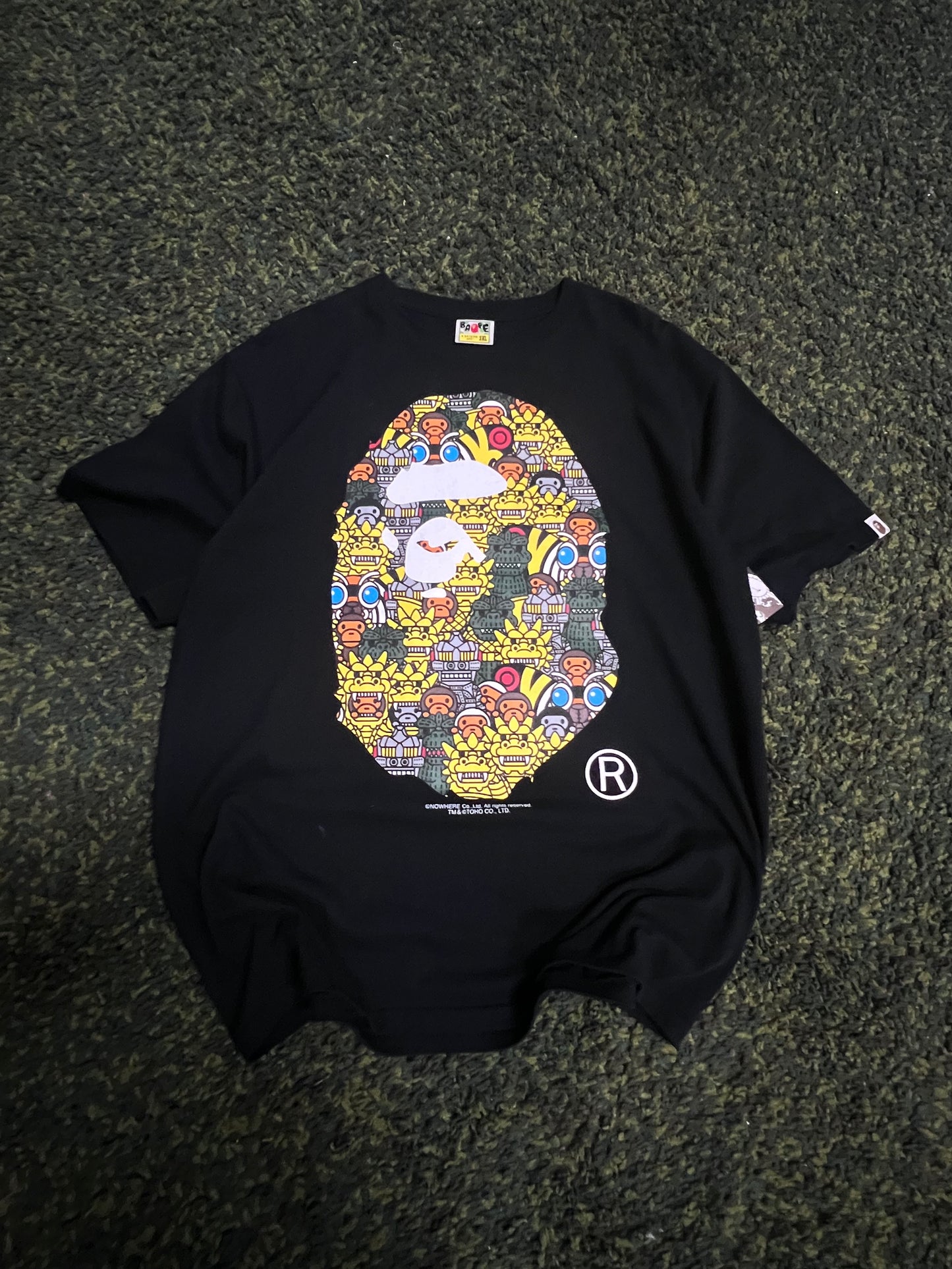 BAPE GODZILLA Ape Head Tee “Black/Multicolor” – Size 2XL