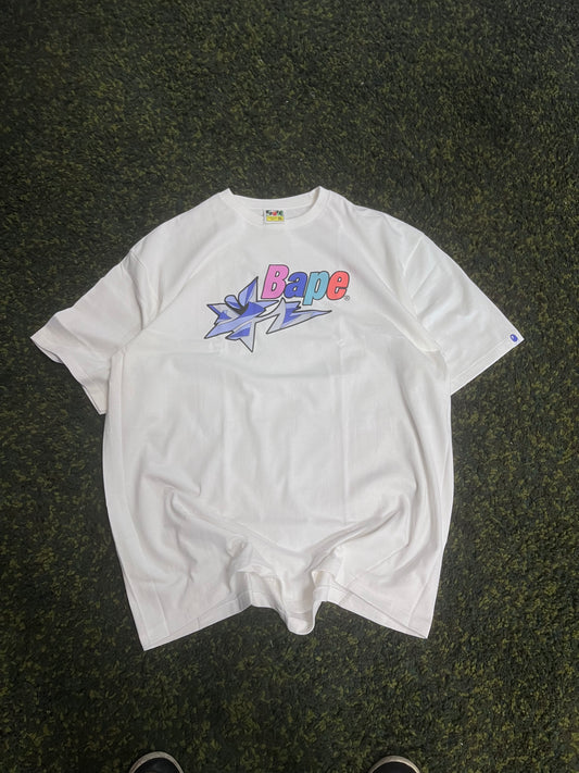 BAPE STA Gradient Logo Tee “White/Pastel” – Size 3XL