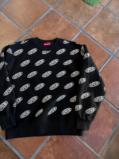 Supreme Oval Logo Velour Crewneck – Size Medium