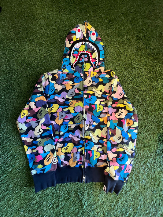 BAPE Black Multi Camo Shark Hoodie