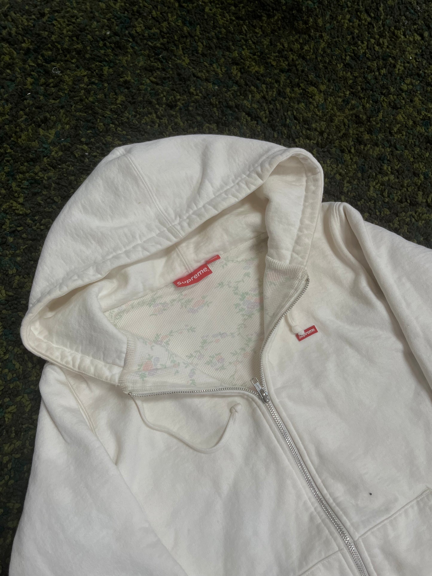 Supreme Small Box Logo Zip-Up Hoodie “White Floral” – Size Small