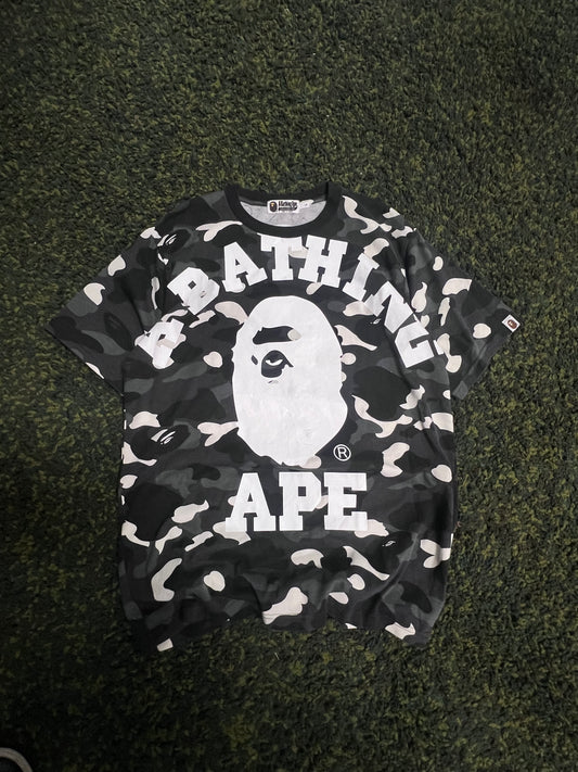 BAPE 1st Camo College Tee “Black/Grey” – Size Large