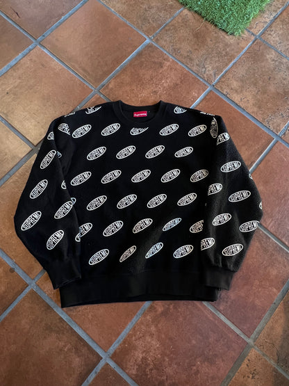 Supreme Oval Logo Velour Crewneck – Size Medium