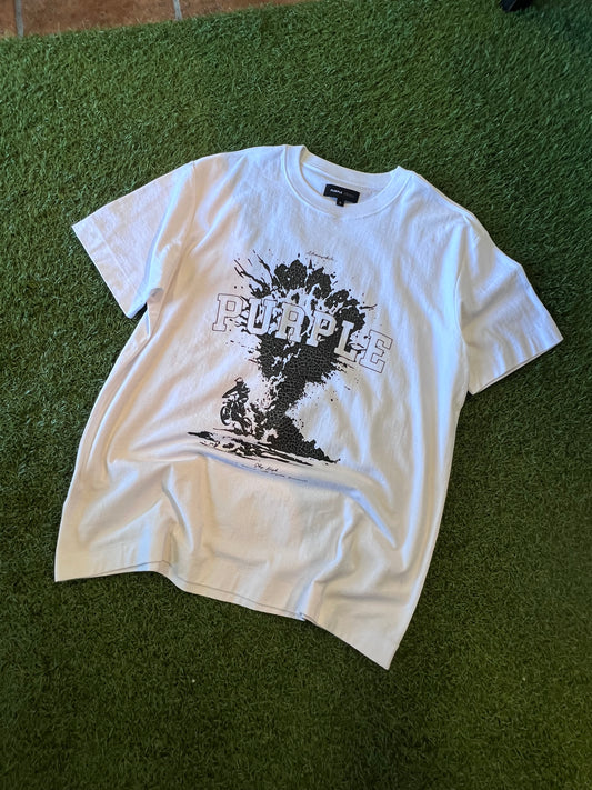 Purple Brand White/Black T-Shirt Size Large