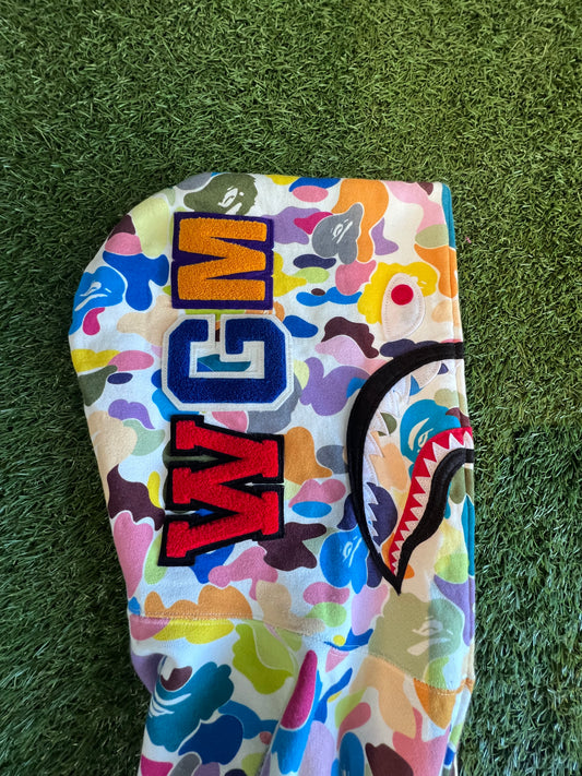 BAPE White Multi Camo Shark Full Zip Hoodie