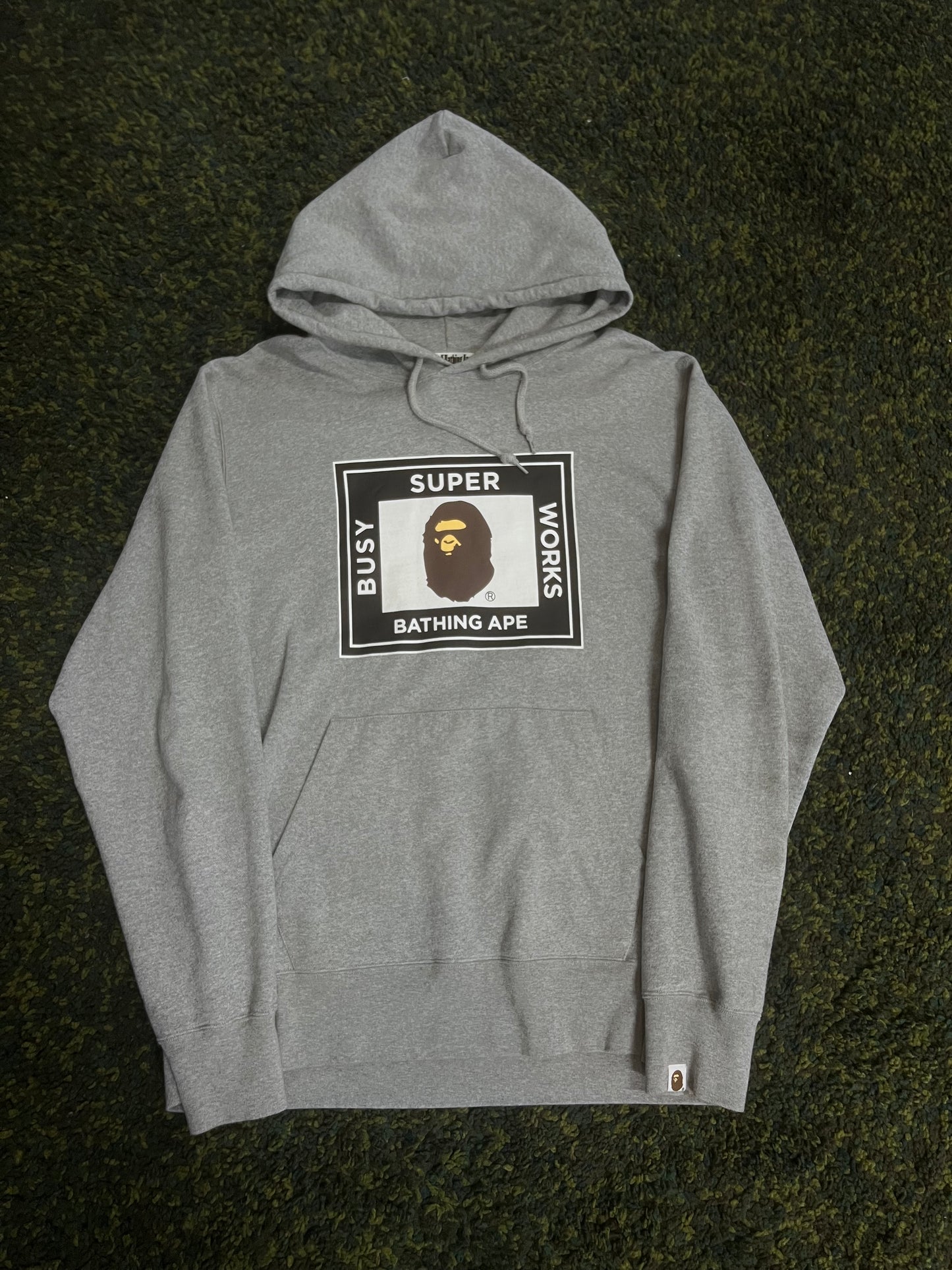 Bape Grey Super Busy Works Pullover Hoodie Size 2XL