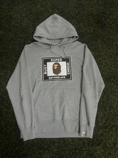 Bape Grey Super Busy Works Pullover Hoodie Size 2XL