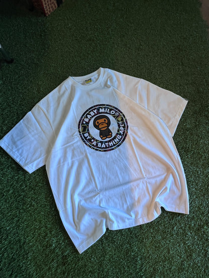 BAPE Baby Milo Neon Circle Logo White Tee (Size 3XL)