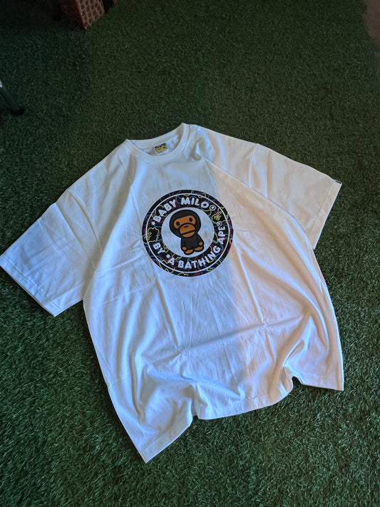 BAPE Baby Milo Neon Circle Logo White Tee (Size 3XL)