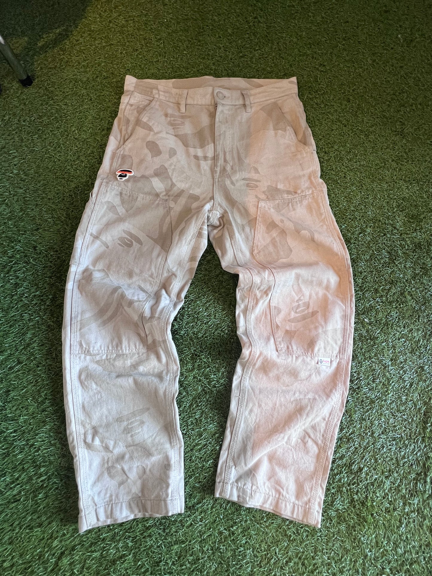 AAPE By Bathing Ape Beige Camo Utility Pants Size M